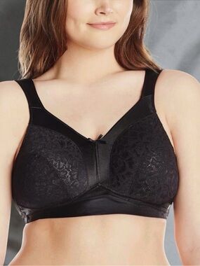 Playtex 18 Hour, Comfort Strap Wirefree Bra, Black, 40DD Full Coverage